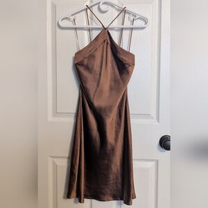 Brown Satin Dress